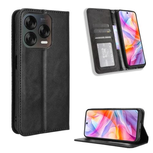 Funda de Cuero ZTE Blade V70 4G Textura Retro Hebilla Magnética (Negro)