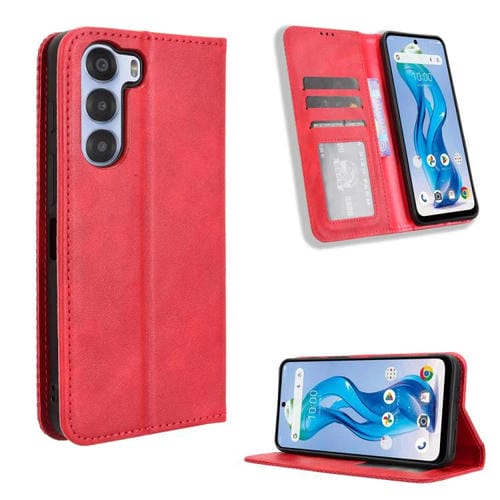 Funda Cuero ZTE Nubia S 5G A403Zt Textura Retro Hebilla Magnética (Roja)