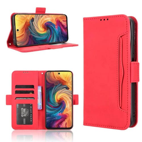Funda de Piel Textura de Becerro con Ranuras para Tarjetas para ZTE Blade V70 4G (Roja)