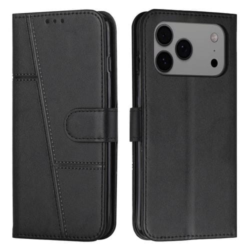 Funda de piel con hebilla y textura de becerro para iPhone 17 Pro Max (negra)