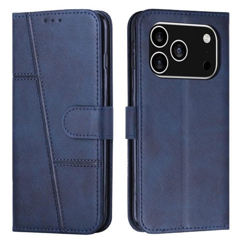 Funda de piel con hebilla y textura de becerro para iPhone 17 Pro (azul)