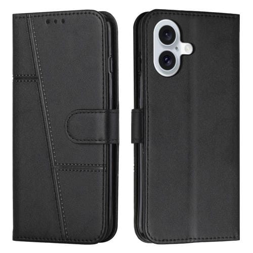 Funda de piel con hebilla y textura de becerro para iPhone 17 (negra)