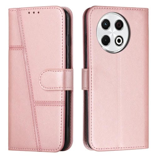 Funda de Cuero Textura Becerro con Hebilla para Tecno Spark 30 Pro (Oro Rosa)
