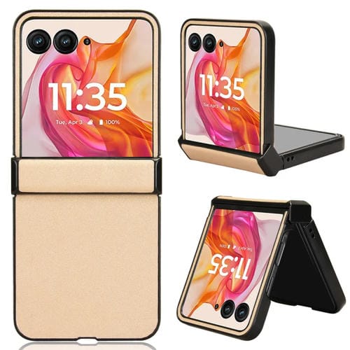 Funda para Teléfono Motorola Razr 50 Ultra con Textura de Piel de Arena (Dorada)