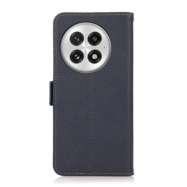 Funda para Teléfono Khazneh de Cuero Genuino con Rfid e Imán Lateral para OnePlus 13 (Azul)