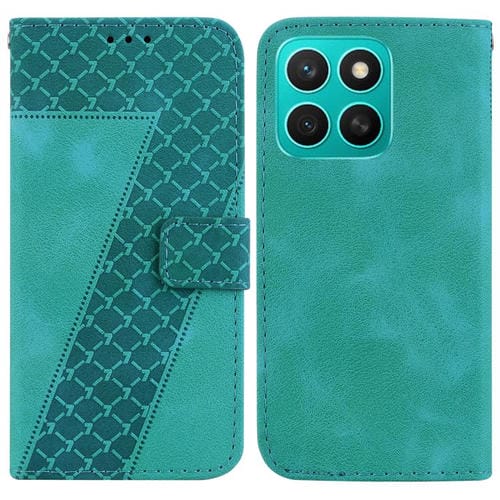 Funda de Cuero con Relieve Siete Formas para Honor X8C 4G (Verde)