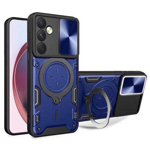 Funda para Teléfono Samsung Galaxy A35 5G con Soporte Magnético y Escudo de Leva Deslizante (Azul)