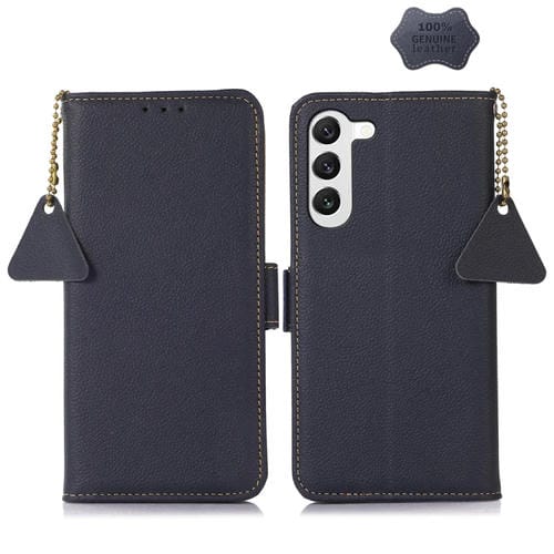 Funda para Teléfono Samsung Galaxy A35 5G Cuero Genuino Tj con Lado Magnético (Azul)