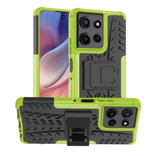 Funda para Motorola Moto G Power 5G 2025 TPU + PC Textura Neumático con Soporte (Verde)
