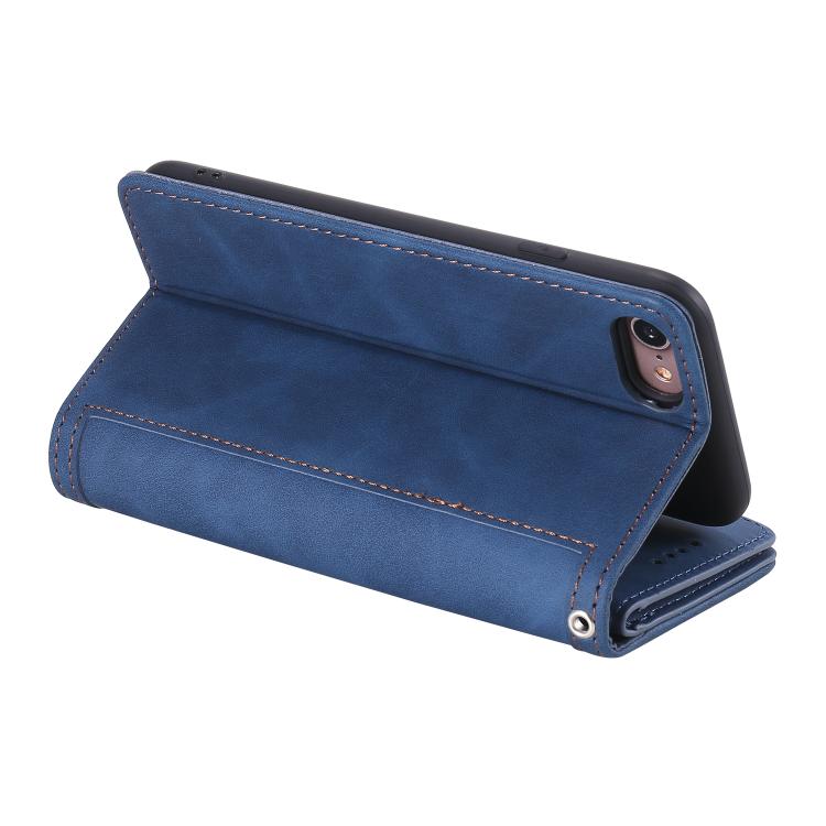 Funda de Cuero con Cremallera y Cordón para iPhone 16E (Azul)
