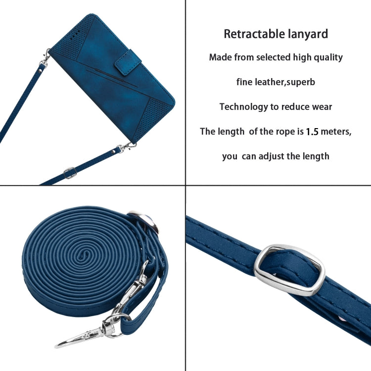 Funda de Cuero Triangular para Teléfono OnePlus 13 Dream con Cordón (Azul)