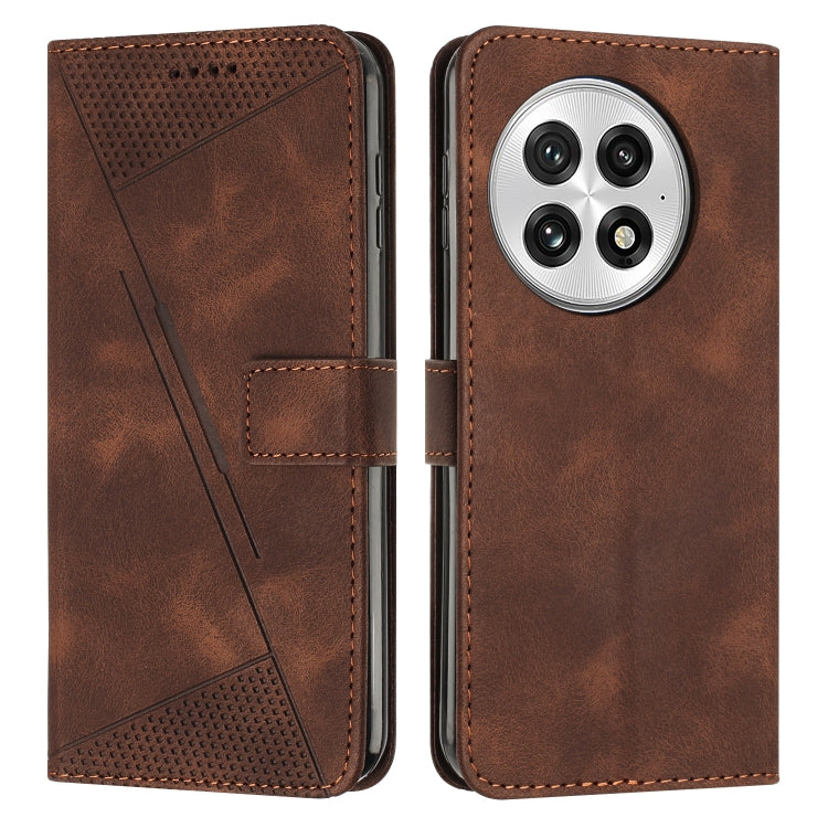 Funda de Cuero Triangular para OnePlus 13 Dream con Cordón (Marrón)