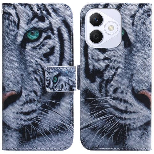 Funda de Cuero con Tapa y Dibujo a Color para Honor X60I (Tigre)