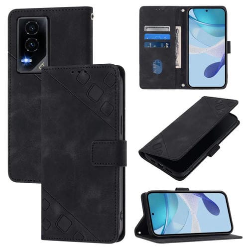 Funda de Cuero con Relieve para Teléfono For Honor Gt (Negra)