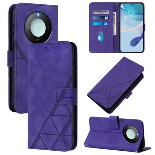 Funda de Cuero con Tapa y Relieve 3D para Honor X9C Smart Global Crossing (Morado)