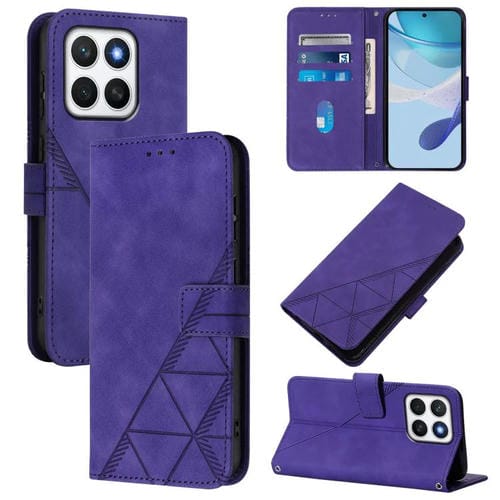Funda de Cuero con Tapa y Relieve 3D para Honor X8C 4G (Morado)
