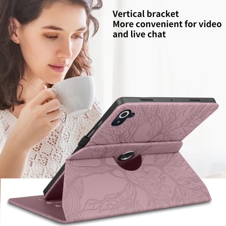 Funda de cuero con rotación en relieve Tree Life para Xiaomi Redmi K Pad (oro rosa)