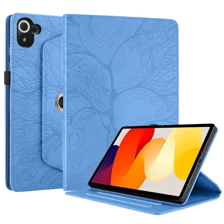 Funda de cuero con rotación en relieve Tree Life para Xiaomi Redmi K Pad (azul)