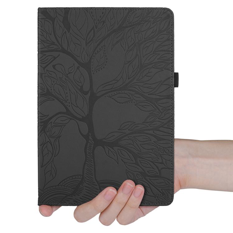 Funda de cuero con rotación en relieve Tree Life para Xiaomi Redmi K Pad (negra)