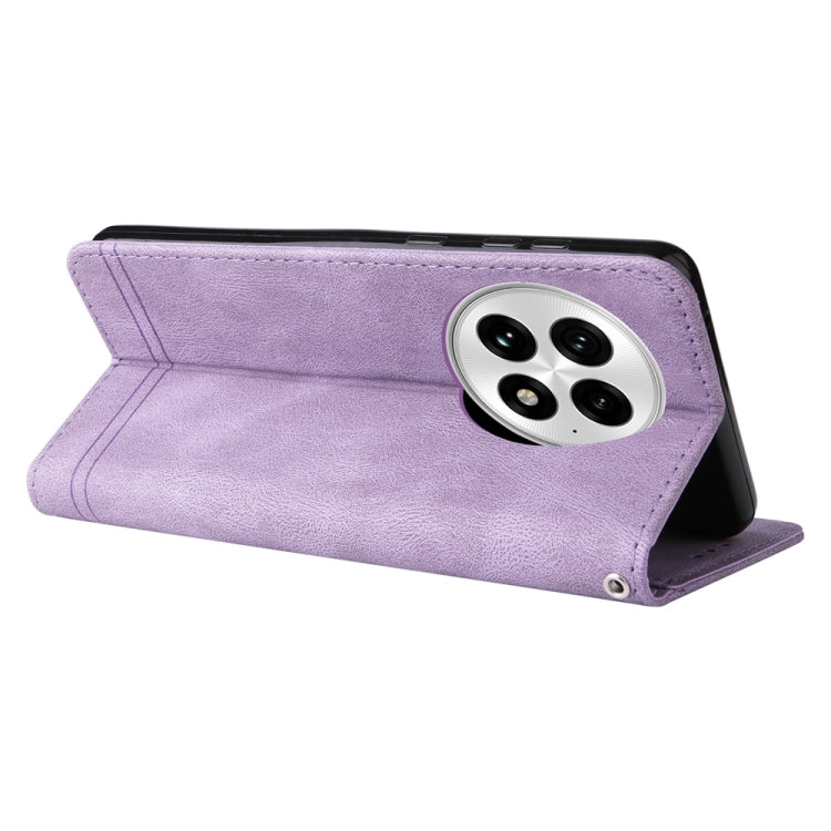 Funda de Cuero con Botones de Metal y Diseño Árbol de la Vida para OnePlus 13 (Morado)