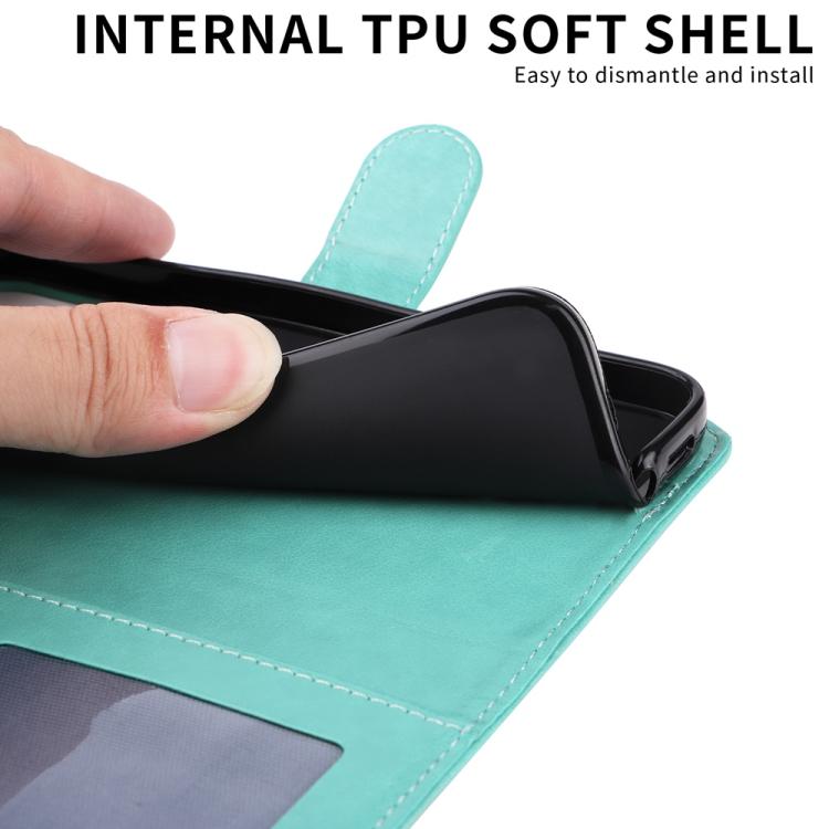Funda de Piel con Relieve de Girasol para OnePlus 13R/Ace 5/Ace 5 Pro (Verde)