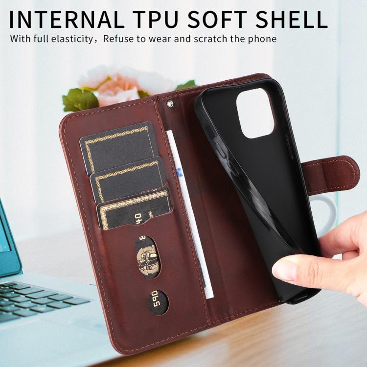 Funda de Piel con Textura de Becerro y Cremallera para OnePlus 13R/Ace 5/Ace 5 Pro (Marrón)
