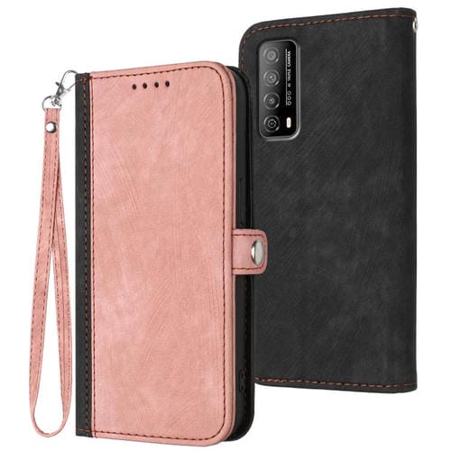 Funda de Cuero con Hebilla Lateral y Doble Pliegue para Huawei Enjoy 20 Se 4G (Rosa)