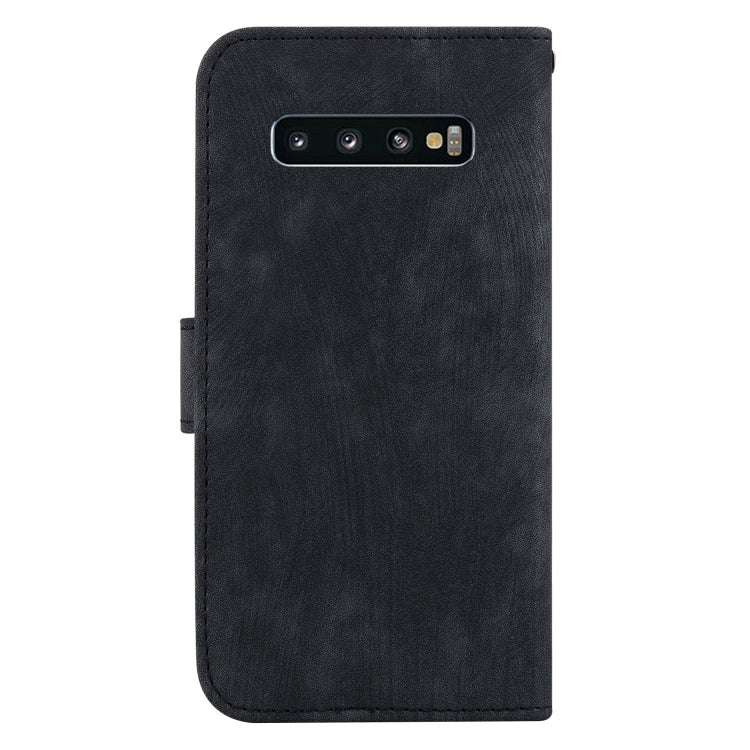 Para Samsung Galaxy S10 Funda de cuero con relieve Little Tiger (negro)