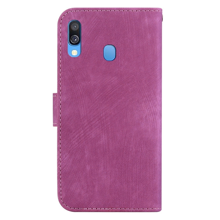 Para Samsung Galaxy A40 Funda para teléfono de cuero con relieve Little Tiger (rojo rosa)