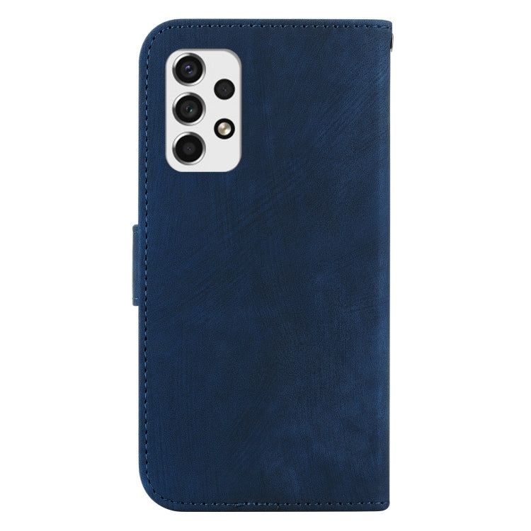 Para Samsung Galaxy A53 5G Funda para teléfono de cuero con relieve Little Tiger (azul oscuro)