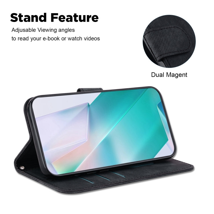 Para Samsung Galaxy A03s EU 166,5 mm Funda para teléfono de cuero con relieve Little Tiger (negro)