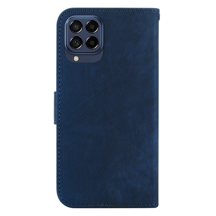 Para Samsung Galaxy M33 5G Funda de cuero con relieve Little Tiger (azul oscuro)