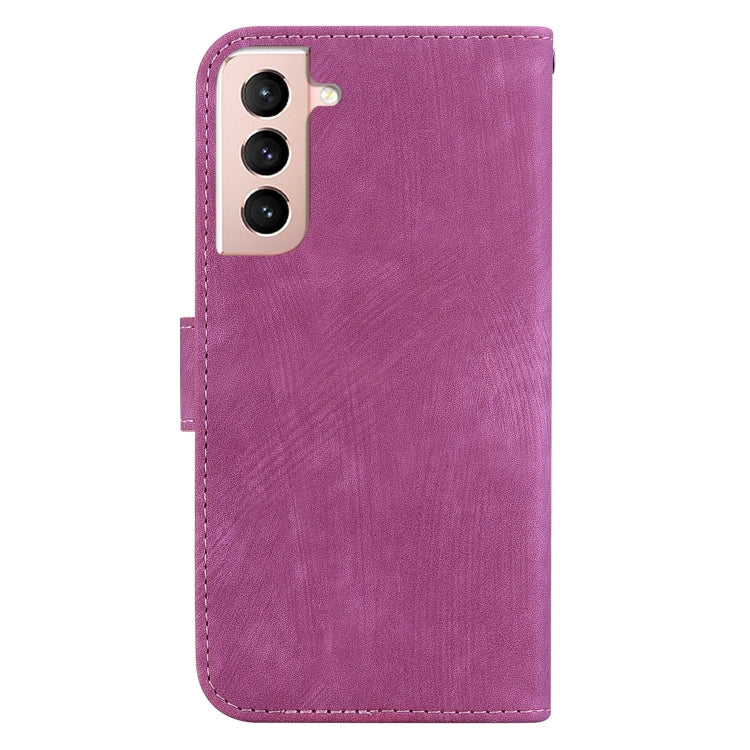 Para Samsung Galaxy S21 5G Funda de cuero con relieve Little Tiger (rojo rosa)