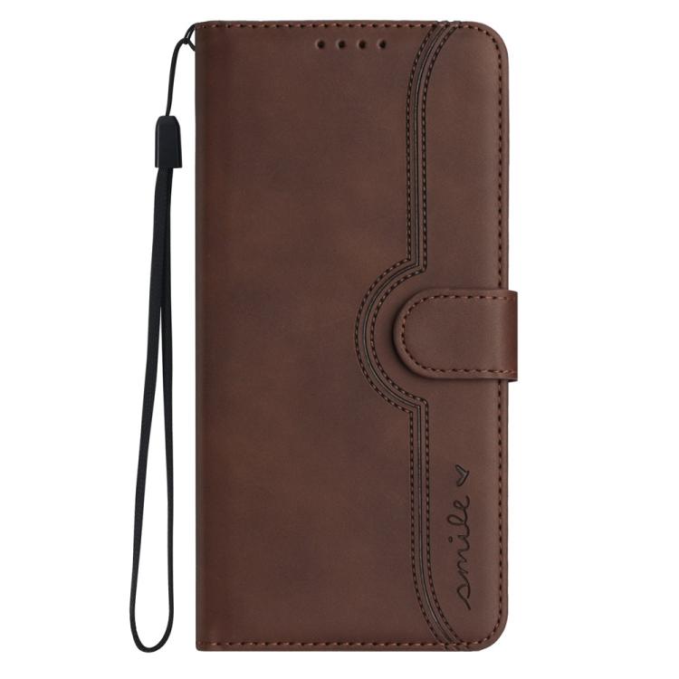 Funda de Piel con Diseño de Corazón para Huawei P50 Pro (Marrón)