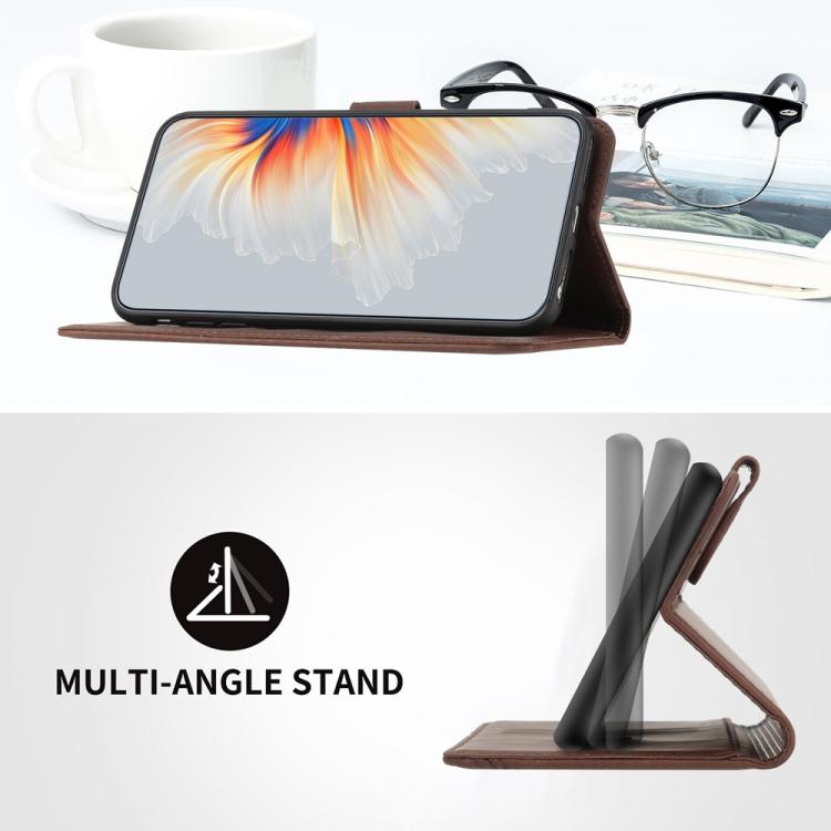 Funda de Piel para Huawei Enjoy 20E con Diseño de Corazón (Marrón)