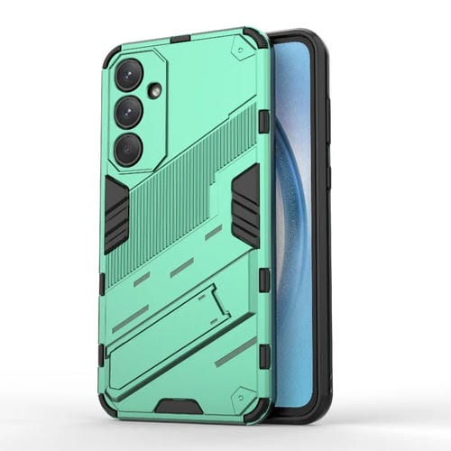 Funda para Teléfono Samsung Galaxy A55 5G Punk Armor 2 En 1 PC + TPU a Prueba de Golpes con Soporte Invisible (Verde)