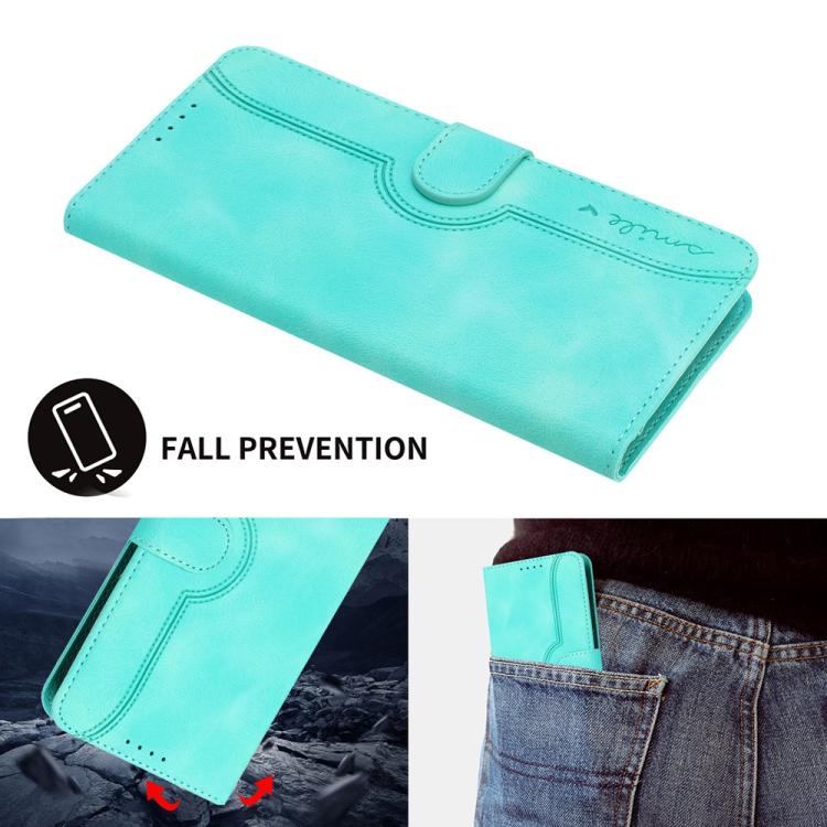 Funda de Piel con Diseño de Corazón para Oppo A5 Pro 5G (Azul Claro)