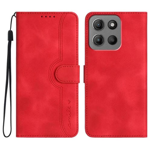 Funda de Cuero para Motorola Moto G15 con Diseño de Corazón (Rojo)