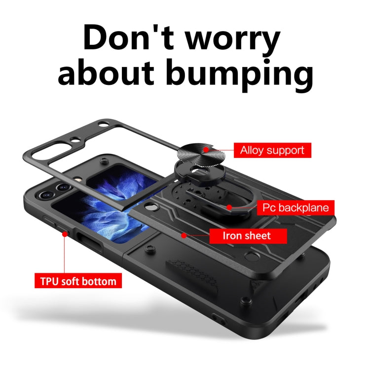 Para Samsung Galaxy Z Flip5 Funda para teléfono con soporte magnético TPU + PC (verde oscuro)