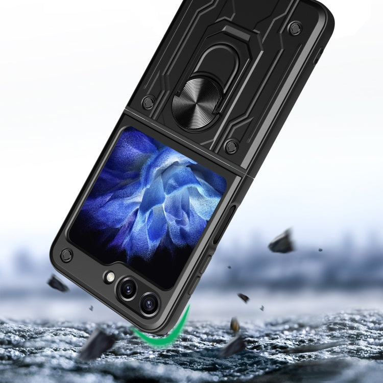 Para Samsung Galaxy Z Flip5 Funda para teléfono con soporte magnético TPU + PC (verde oscuro)