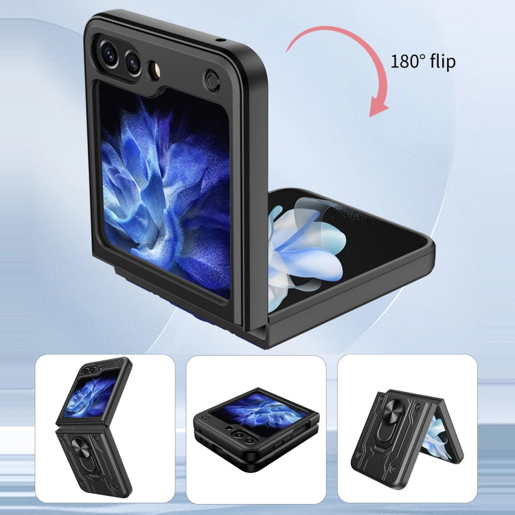Para Samsung Galaxy Z Flip5 Funda para teléfono con soporte magnético TPU + PC (verde oscuro)