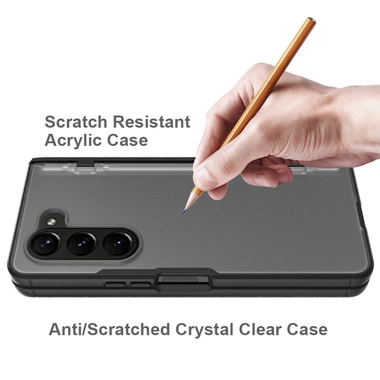 Para Samsung Galaxy Z Fold5 Estuche plegable para teléfono Frosted PC + TPU con bisagra (negro)
