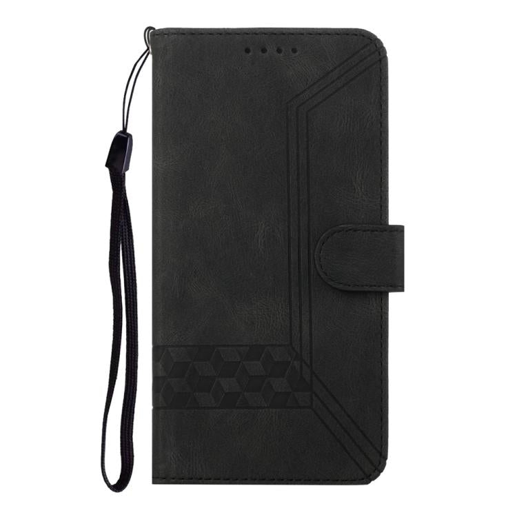 Funda de Cuero con Tapa y Tacto Cúbico para Huawei P50 Pro (Negra)