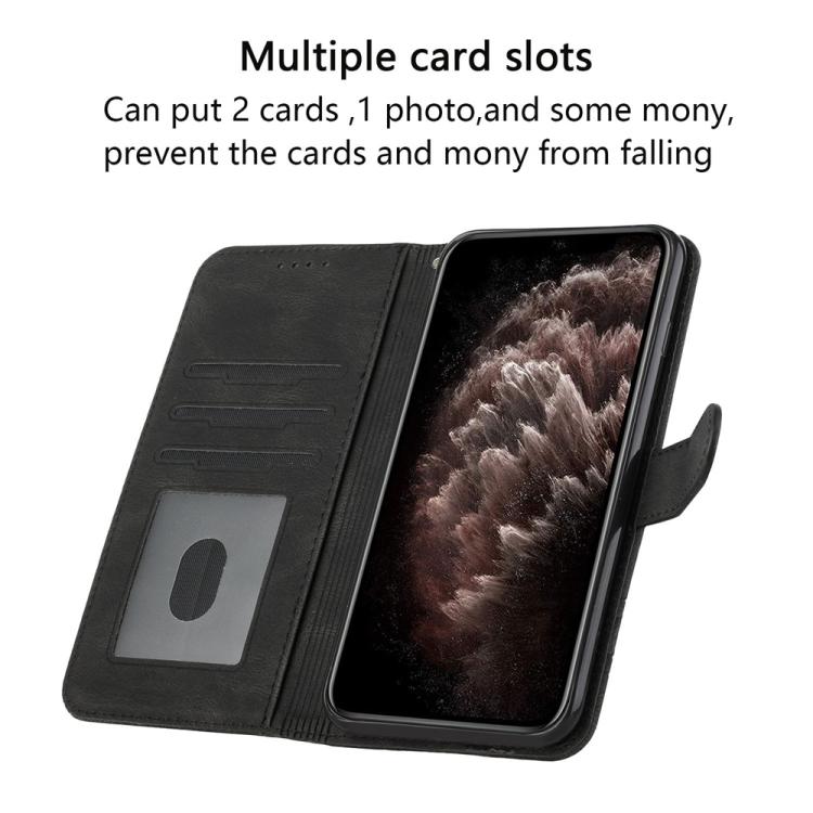 Funda de Cuero con Tapa y Tacto Cúbico para Huawei P50 Pro (Negra)