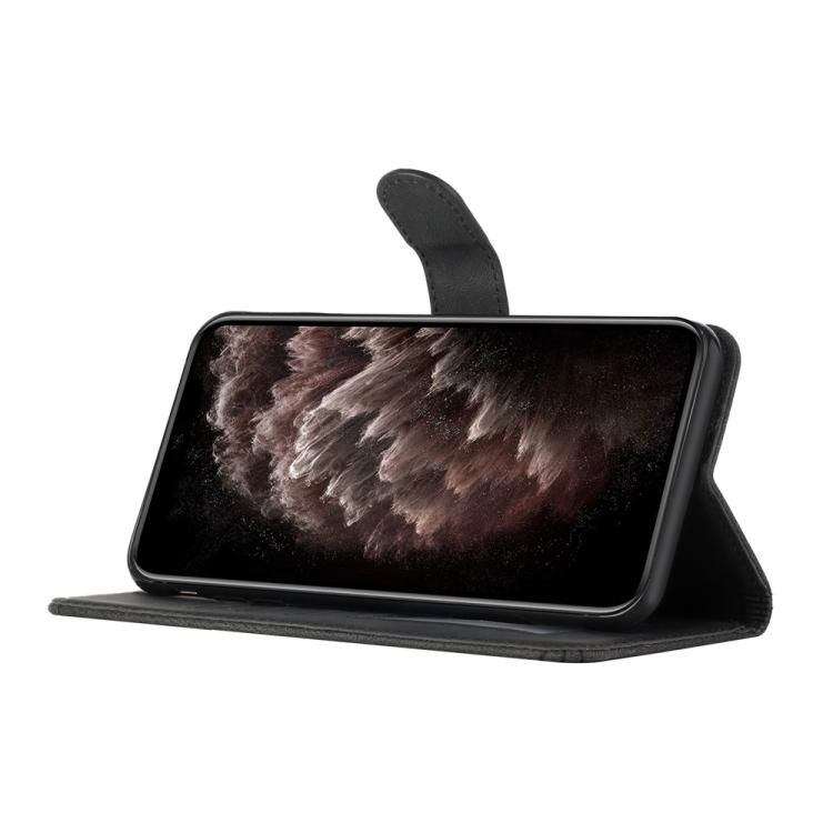 Funda de Cuero con Tapa y Tacto Cúbico para Huawei P50 Pro (Negra)