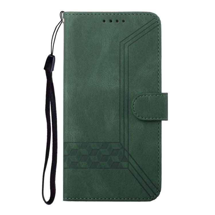 Funda de Cuero con Tapa Cúbica para Huawei Enjoy 50/Nova Y70 (Verde)
