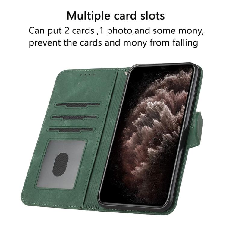 Funda de Cuero con Tapa Cúbica para Huawei Enjoy 50/Nova Y70 (Verde)
