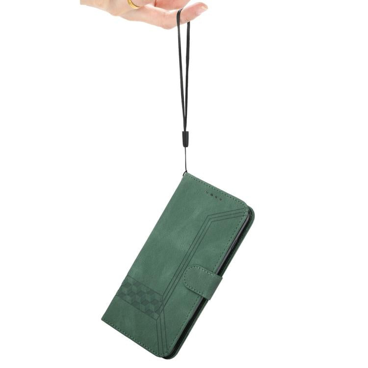 Funda de Cuero con Tapa Cúbica para Huawei Enjoy 50/Nova Y70 (Verde)