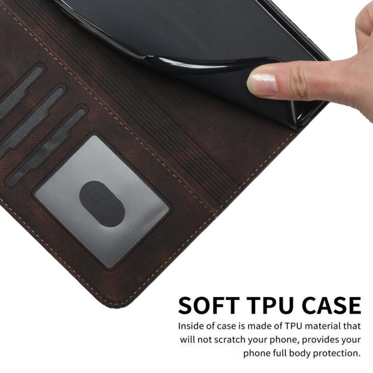Funda de Cuero con Tapa Cúbica para Huawei Enjoy 50 Pro y Nova Y90 (Marrón)