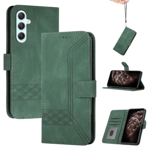 Funda de Cuero con Tapa para Samsung Galaxy A35 Cubic Skin Feel (Verde)
